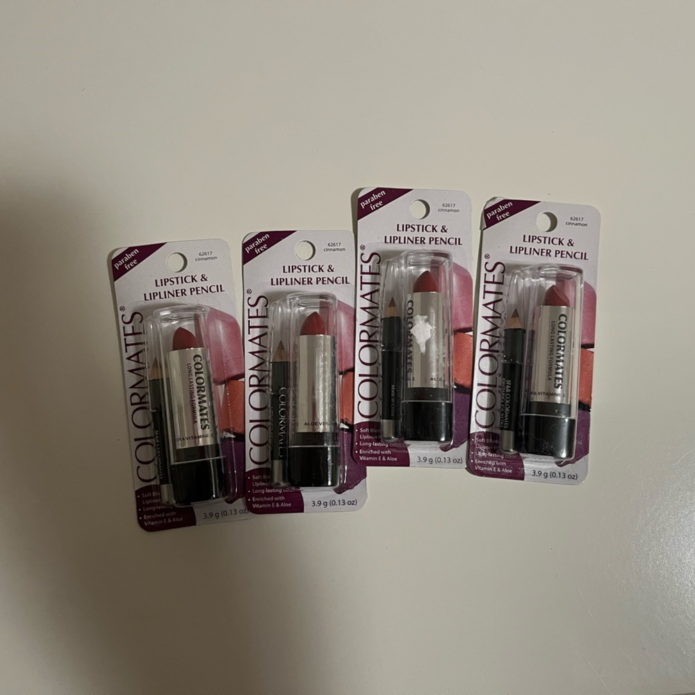 Lot 4 Colormates Cosmetics Lipstick & Liner 62617 Cinnamon